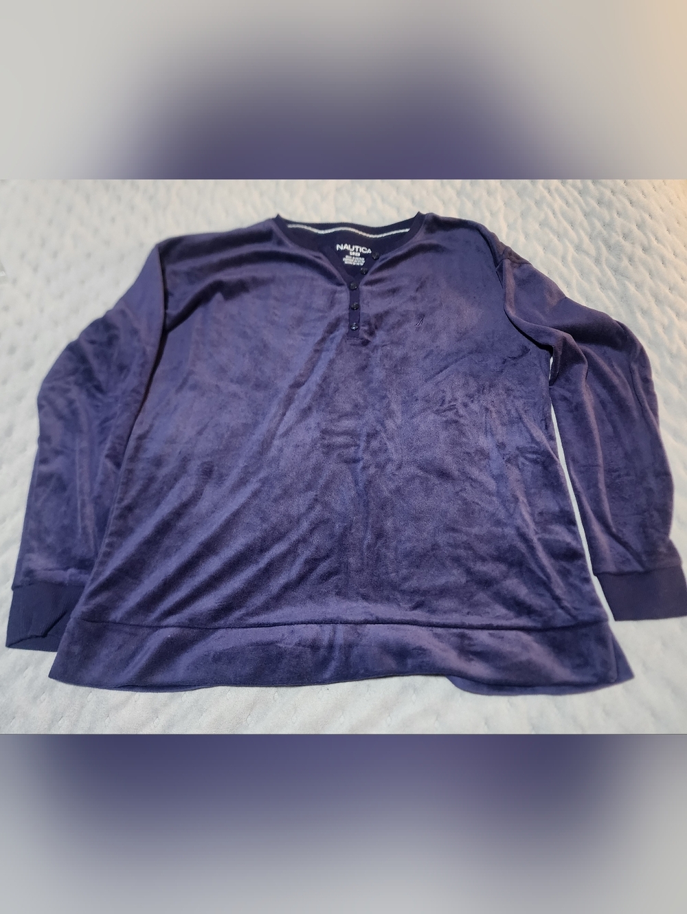 Nautica Deep Blue Soft Henley Pullover Long Sleeve Size Small